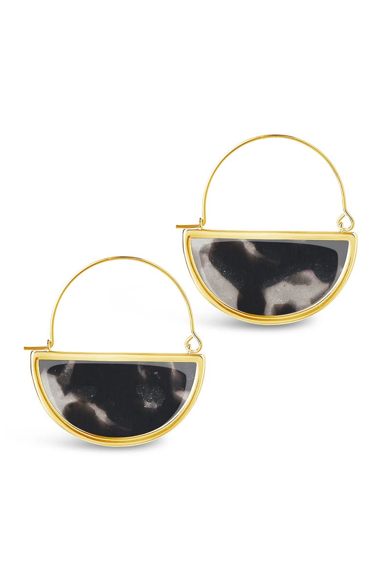 Sterling Forever 14K Gold Plated Brass Resin Half Moon Dangle Earrings, Alternate, color,