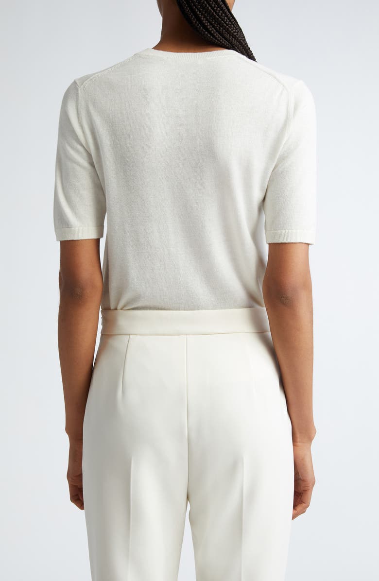 Max Mara Warren Short Sleeve Silk & Cashmere Crewneck Sweater, Alternate, color, 