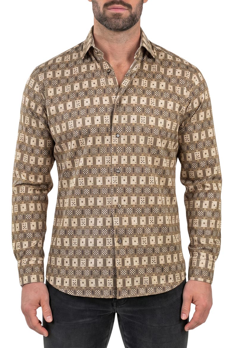 Fibonacci Contemporary Fit Button-Up Shirt, Main, color, GREEN