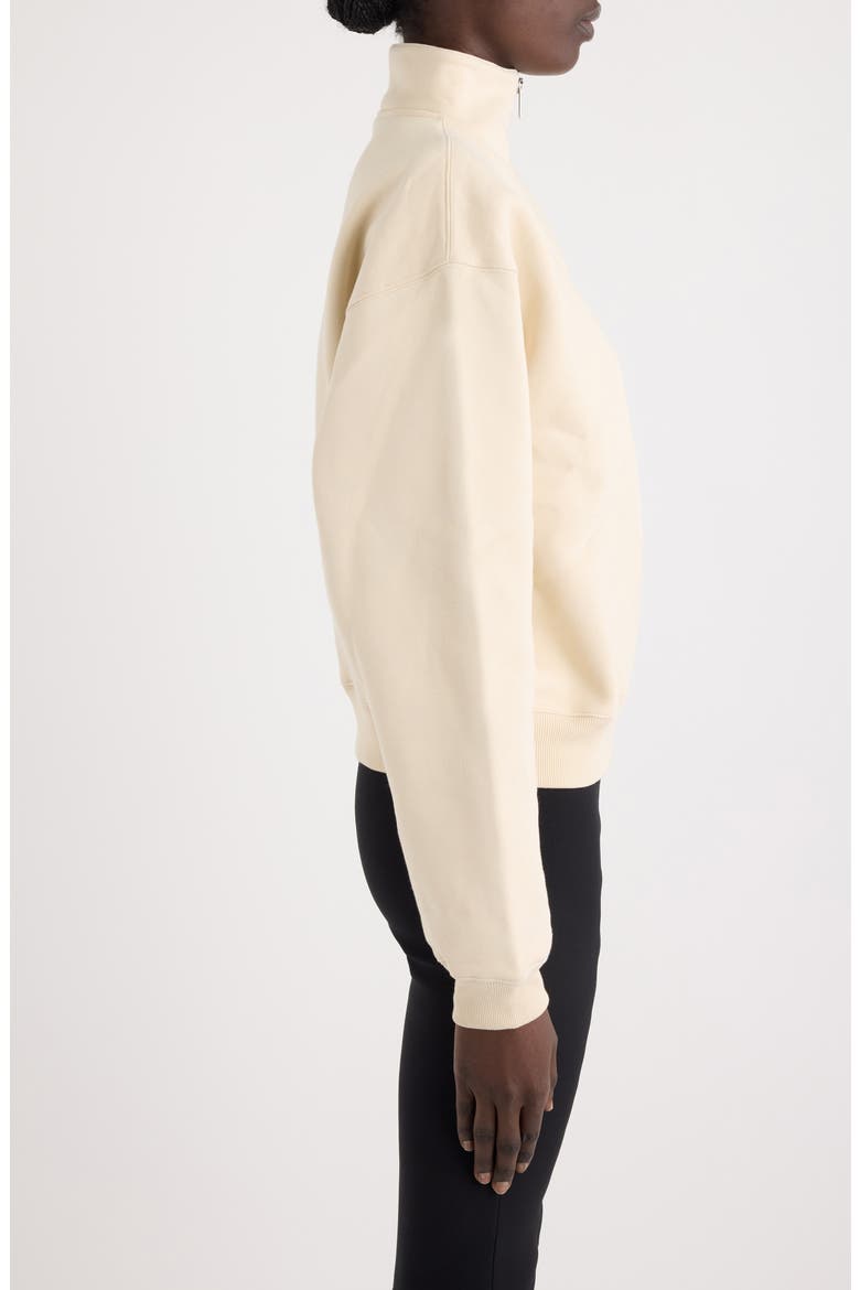 Le Camionneur Gros Grain Cotton Fleece Quarter Zip Pullover, Alternate, color, LIGHT BEIGE