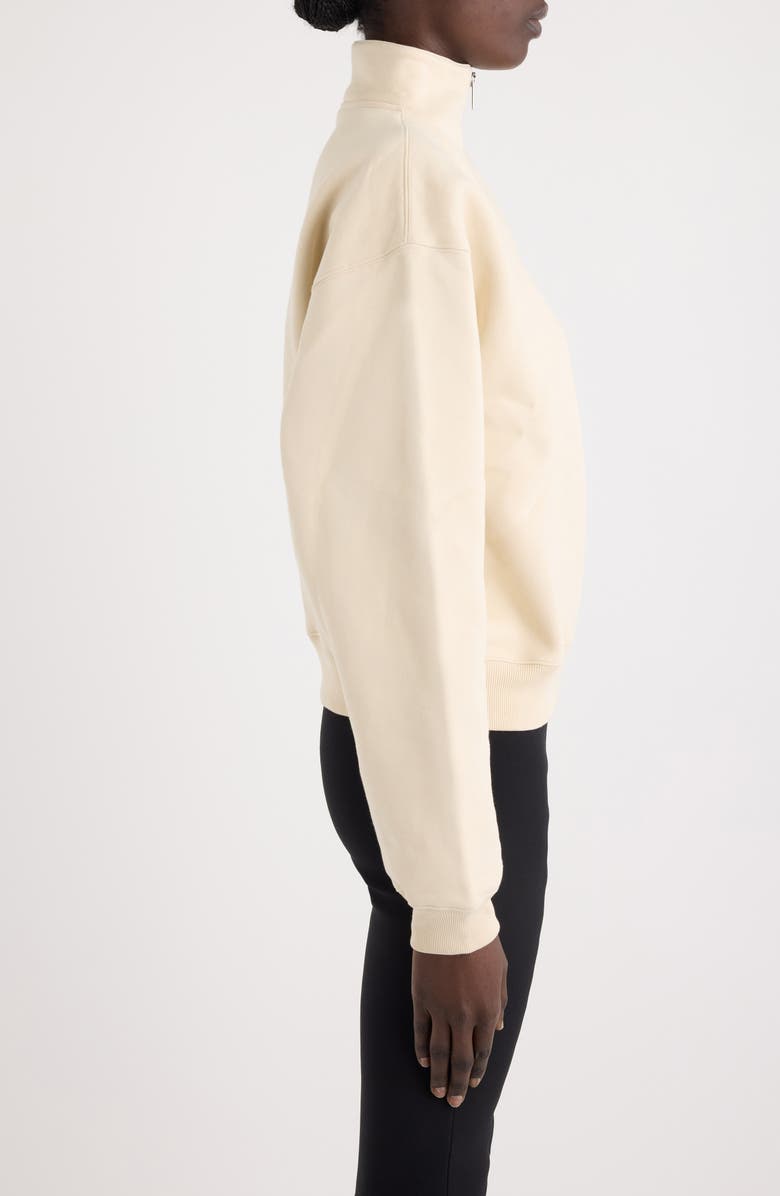 Jacquemus Le Camionneur Gros Grain Cotton Fleece Quarter Zip Pullover, Alternate, color, Light Beige