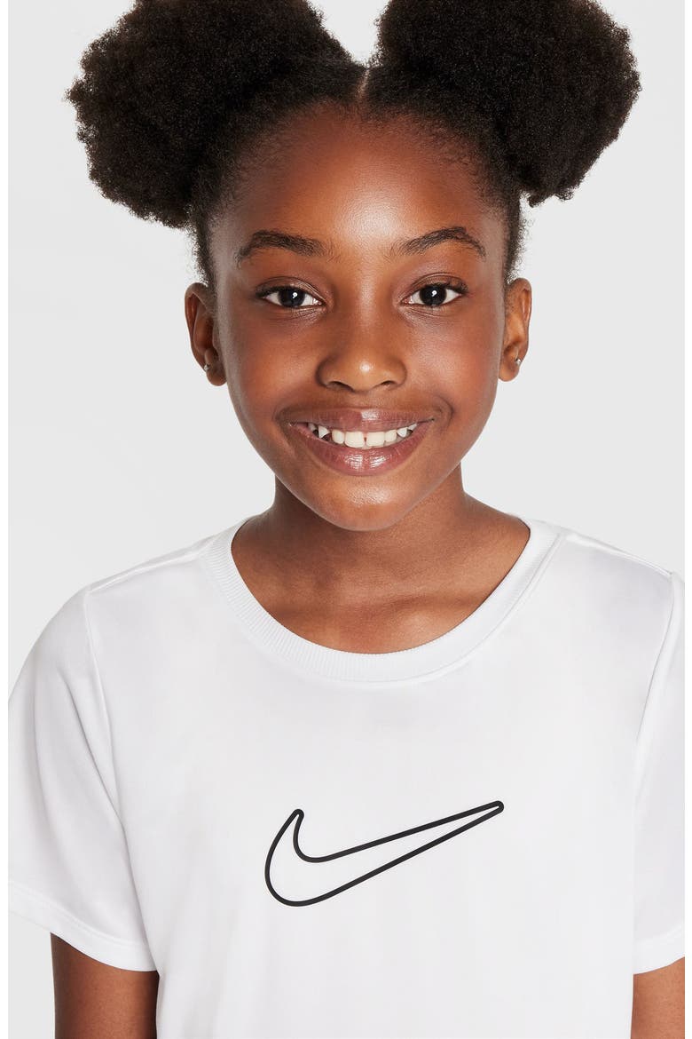 Kids' Swoosh Graphic T-Shirt, Alternate, color, WHITE/ BLACK