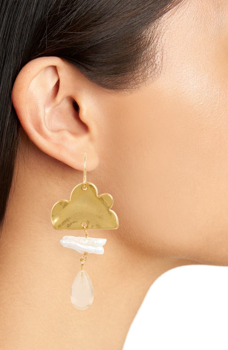 Madewell Genuine Pearl Cloudcover Earrings, Alternate, color, 