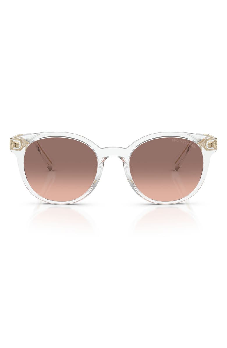 Michael Kors Pienza 53mm Gradient Round Sunglasses, Main, color, Crystal / Pink Dark Brown