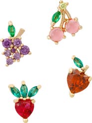 Girls Crew Fruit Basket Set of 4 Mismatched Stud Earrings