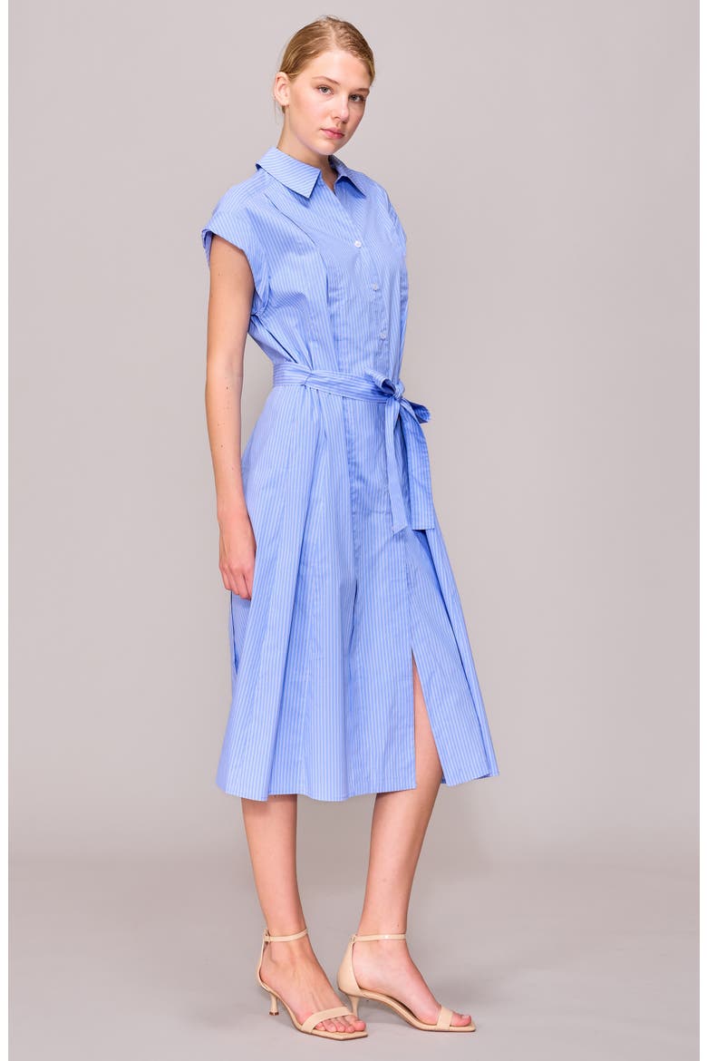 Cap Sleeve Shirtdress, Alternate, color, BLUE/ IVORY STRIPE