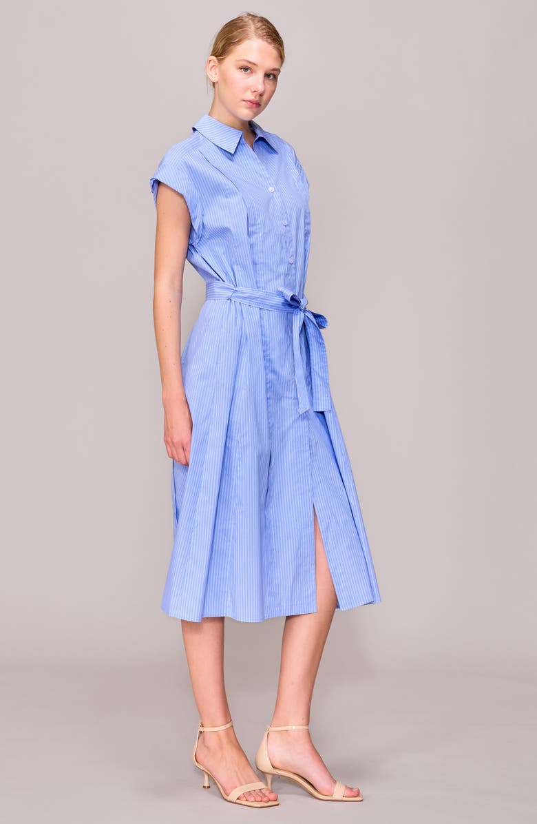 MELLODAY Cap Sleeve Shirtdress, Alternate, color, Blue/ Ivory Stripe