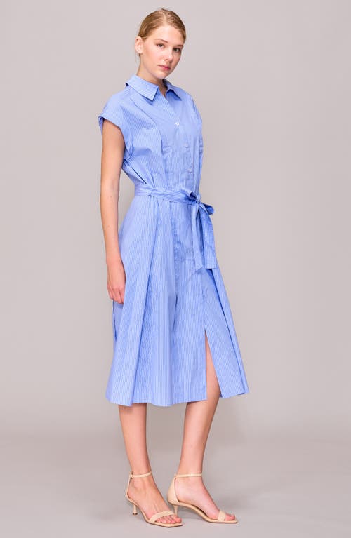 Melloday Cap Sleeve Shirtdress In Blue