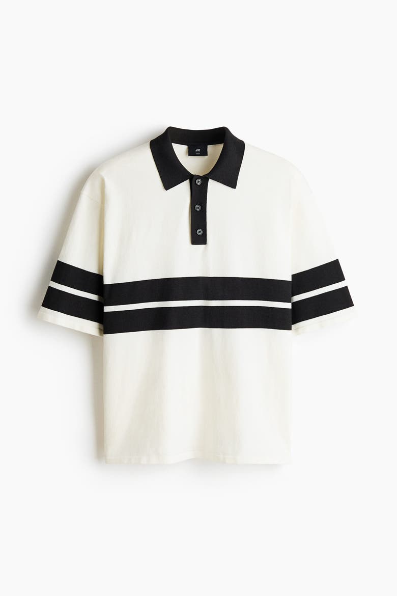 Loose Fit Knitted Polo Shirt, Alternate, color, White/black