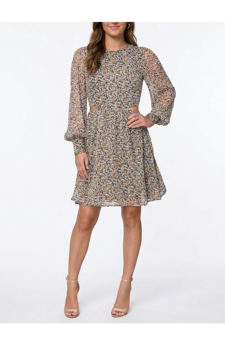RACHEL Rachel Roy Nash Cutout Chiffon Mini Dress, Main, color, Limelight Ditsy Floral