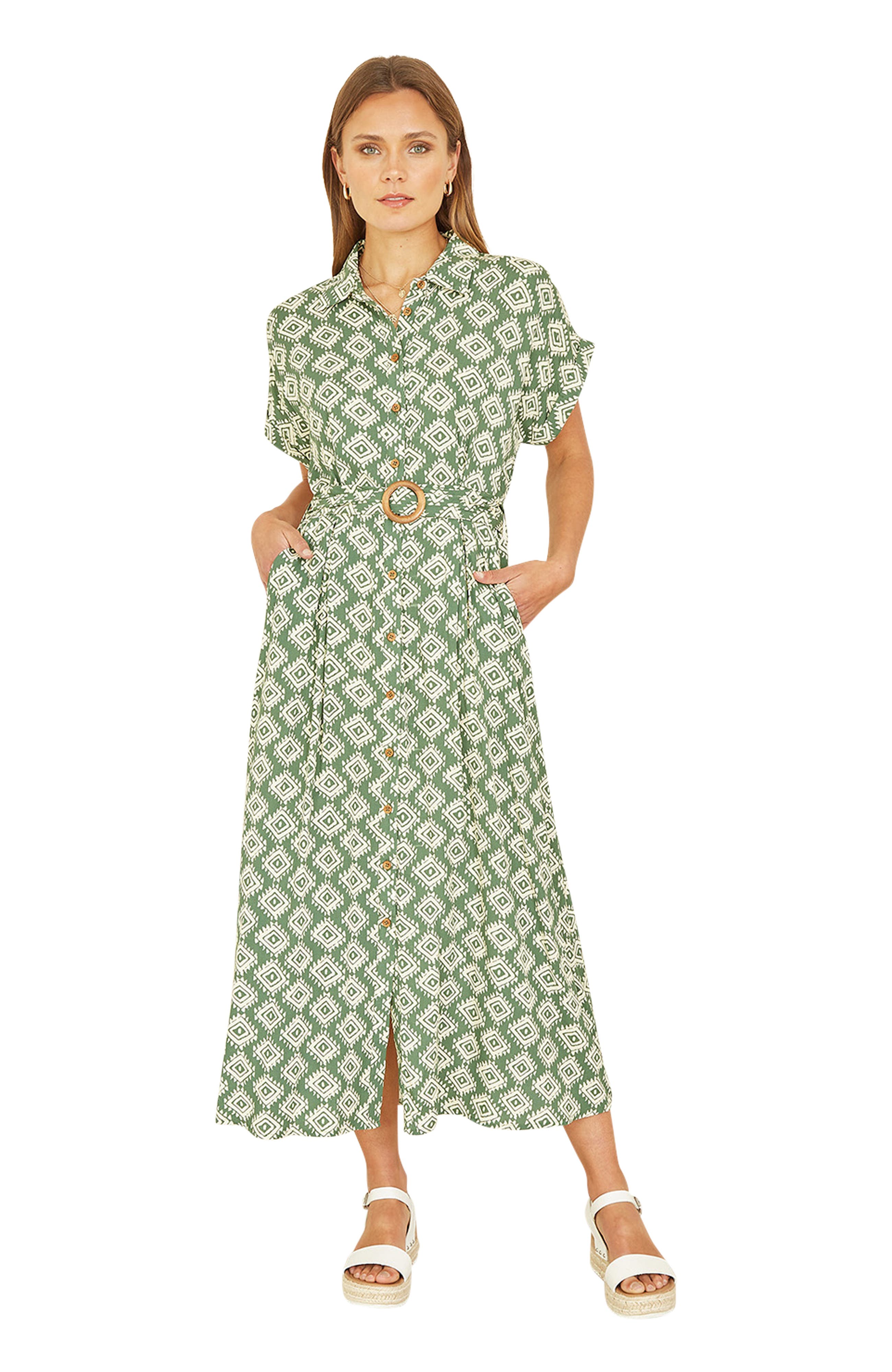 Belted Midi Shirt Dress - image 3