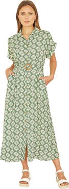Yumi Belted Midi Shirt Dress