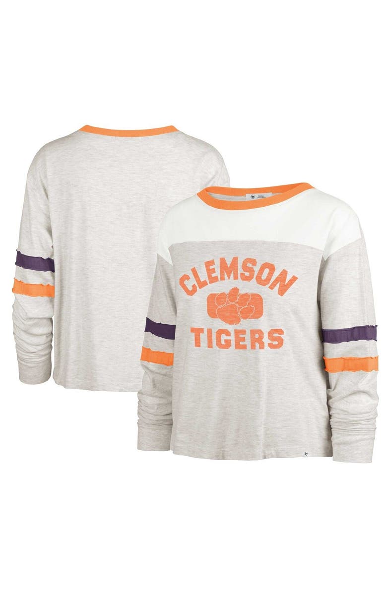 '47 Women's '47 Oatmeal Clemson Tigers All Class Lena Long Sleeve T-Shirt, Main, color, Oatmeal