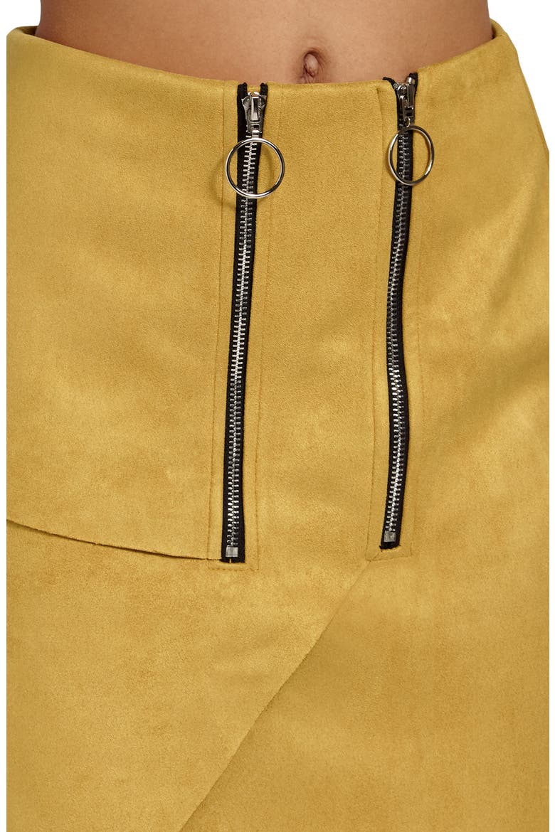 Double Zip Faux Suede Miniskirt, Alternate, color, MUSTARD