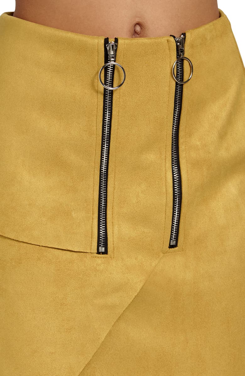 Missguided Double Zip Faux Suede Miniskirt, Alternate, color, 