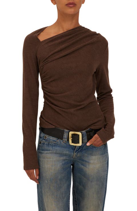 Harlow Asymmetric Neck Long Sleeve Top