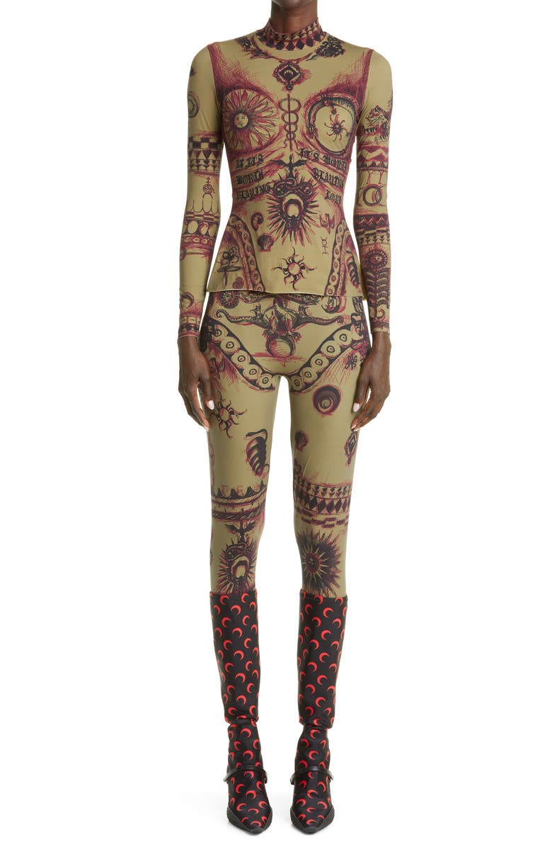 Marine Serre Plaid Tights, Alternate, color, 