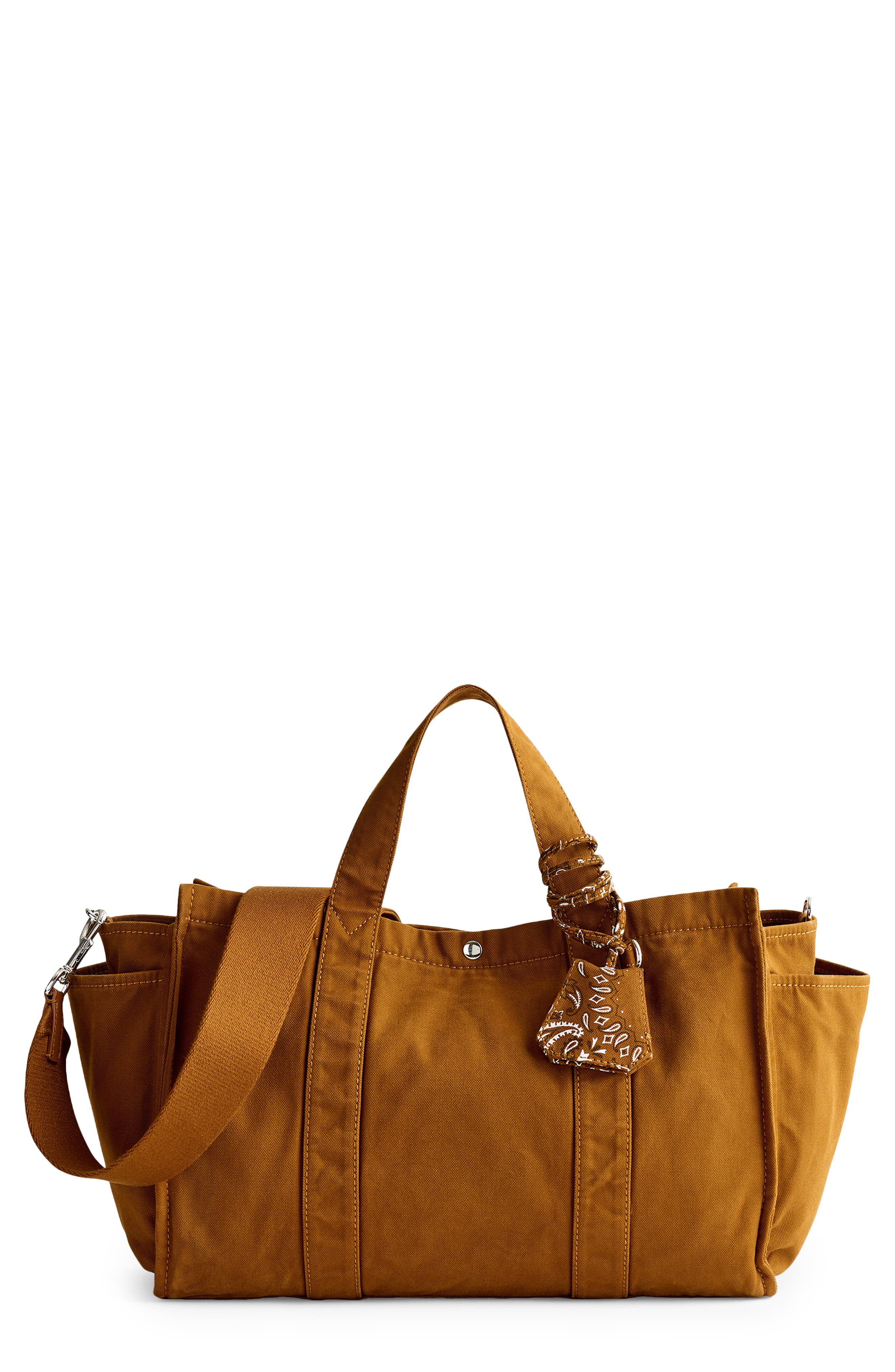 Large Washed Canvas Tote, Main, color, WARM CHESTNUT