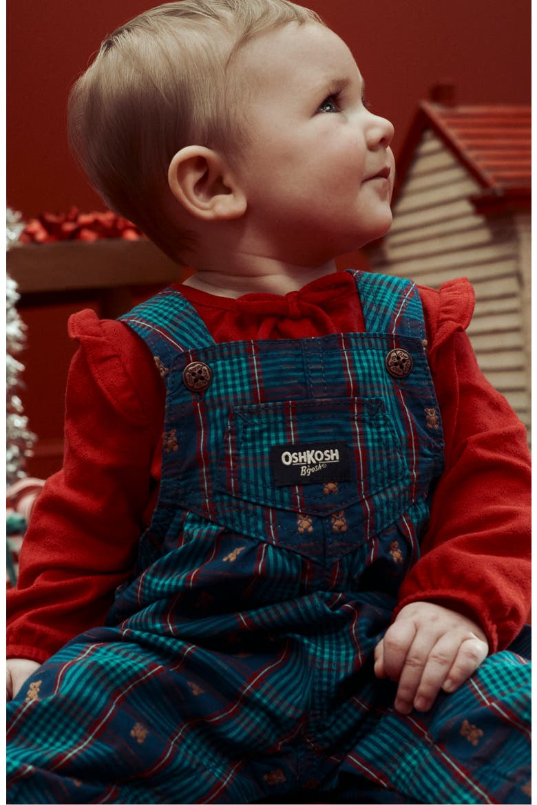 Plaid Cotton Overalls, Alternate, color, BLUE PLAID OVERALL