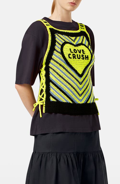 Scotch & Soda Stripe Crochet Knit Graphic Sweater Vest In Washed Black