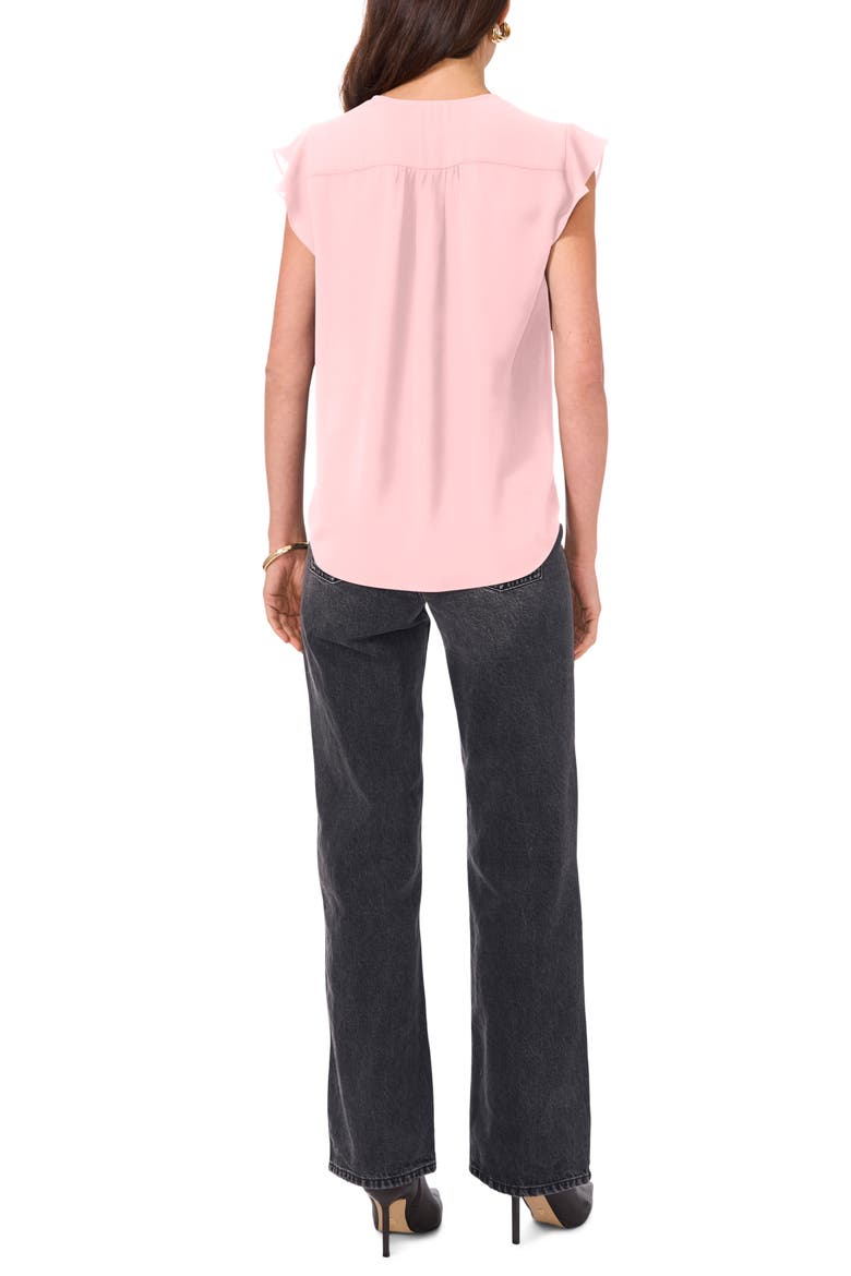 V-Neck Flutter Sleeve Satin Top, Alternate, color, FADED ROSE