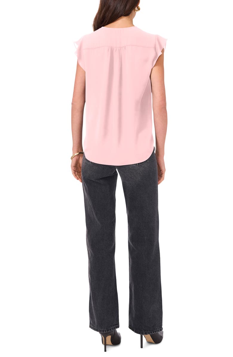 Vince Camuto V-Neck Flutter Sleeve Satin Top, Alternate, color, Faded Rose