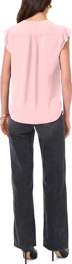 Vince Camuto V-Neck Flutter Sleeve Satin Top | Nordstrom