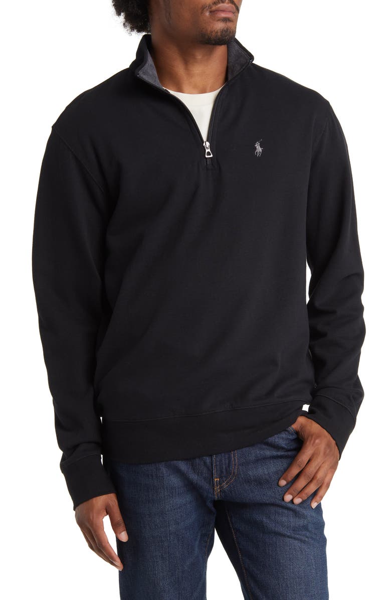 Polo Ralph Lauren Double Knit Quarter Zip Pullover, Main, color, Polo Black/ C9684