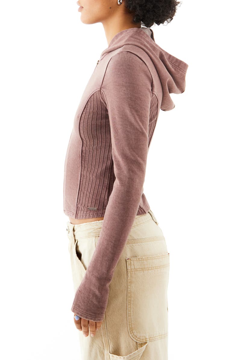 BDG Urban Outfitters Panelled Zip-Up Hoodie, Alternate, color, Brown