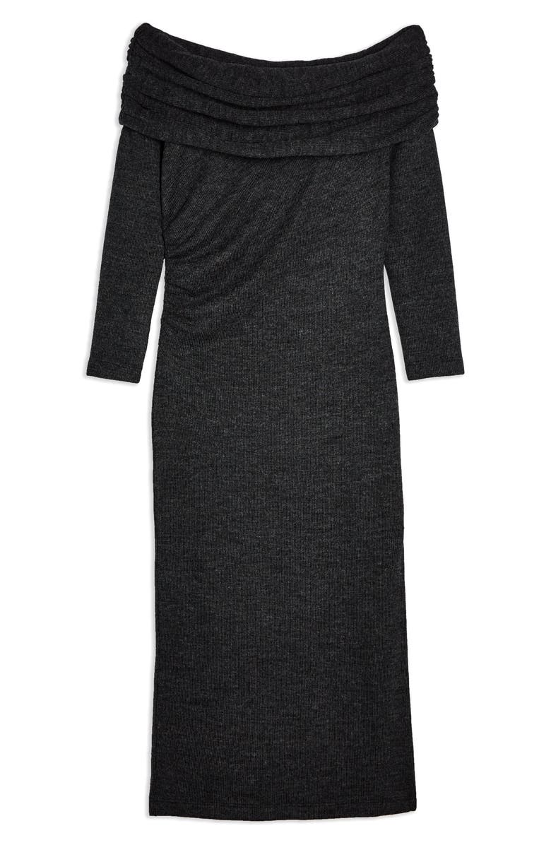 Topshop Off The Shoulder Midi Sweater Dress, Alternate, color,