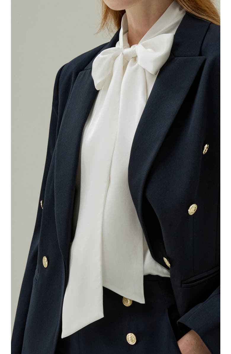 Lilysilk Bow-tie Neck Silk Blouse, Alternate, color, Natural White