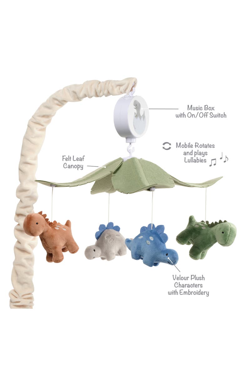 Lambs & Ivy Dino-Might Multicolor Dinosaur Musical Baby Crib Mobile Soother Toy, Alternate, color, Multicolor