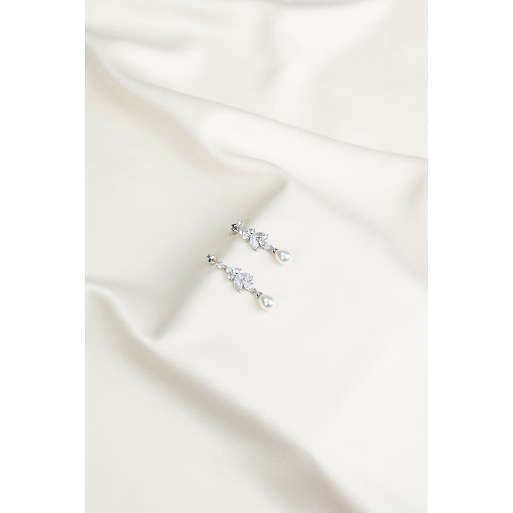 Untamed Petals Leo Pearl And Crystal Drop Earrings In Silver