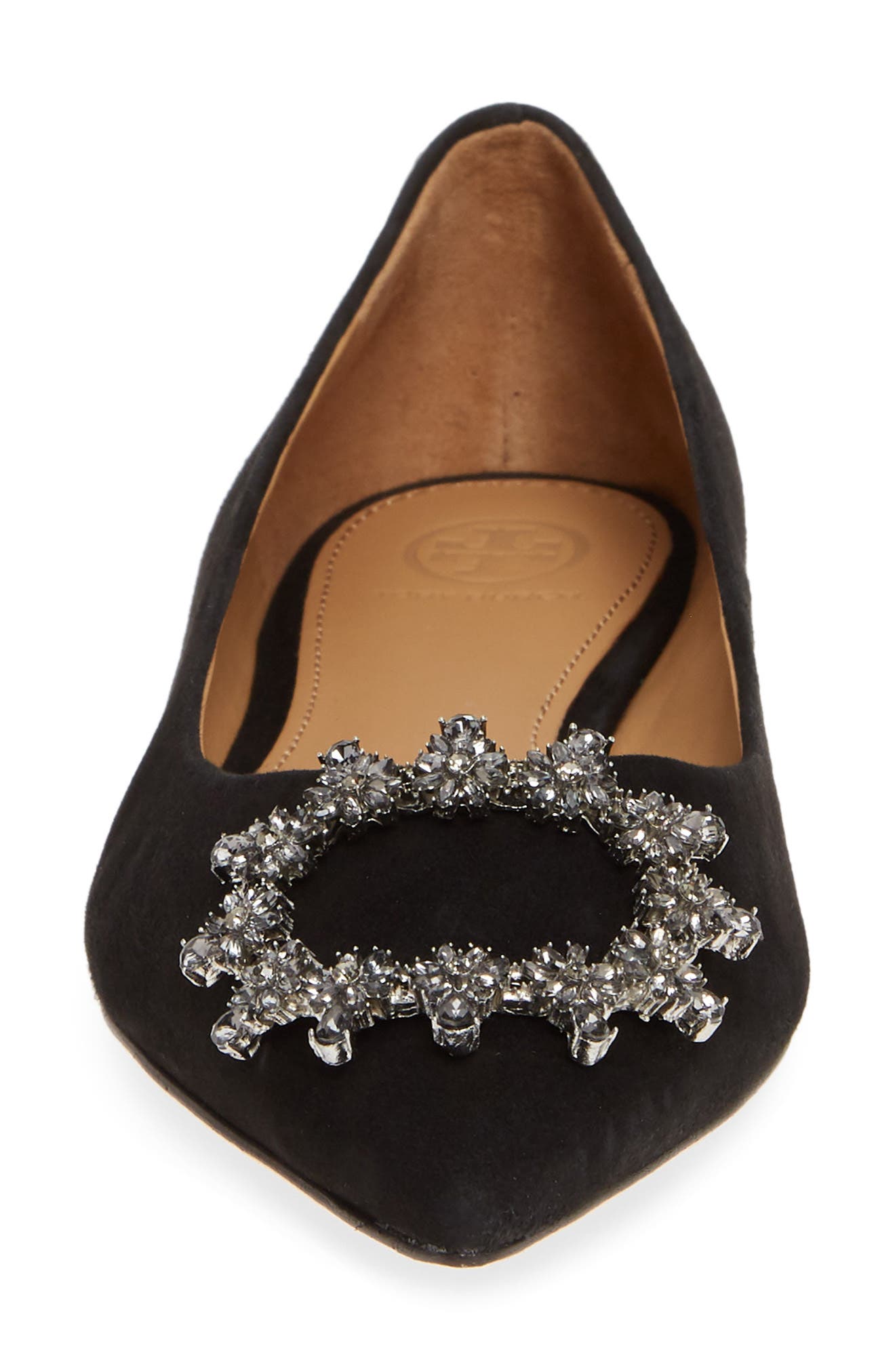 Tory Burch Crystal Buckle Flat, Alternate, color, 
