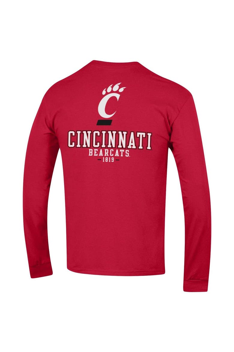 Men's Champion Red Cincinnati Bearcats Team Stack Long Sleeve T-Shirt, Alternate, color, Red