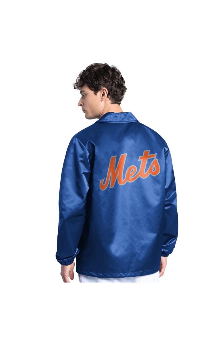 STARTER Men's Starter  Royal New York Mets Cooperstown Collection Point Man Full-Snap Coaches Jacket, Alternate, color, Royal
