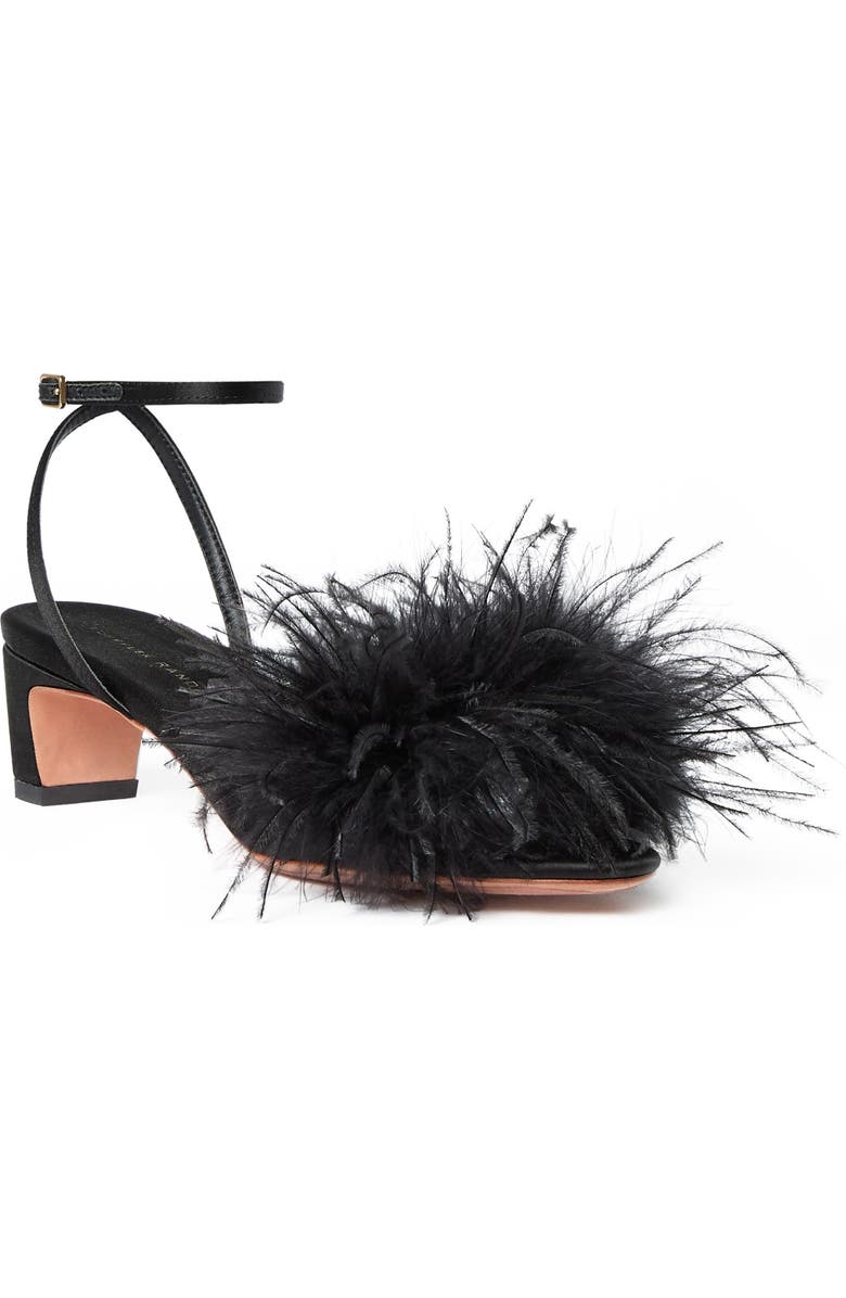 Loeffler Randall Senna Feather Sandal, Main, color, Black