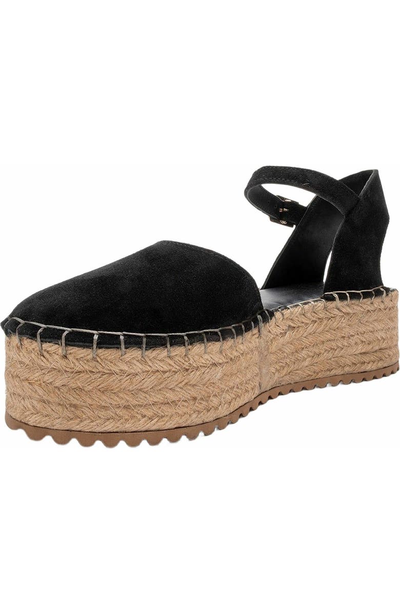 Forever & Always Shoes Viba Leather Espadrille Platform Wedge Sandals, Alternate, color, Black Suede Leather