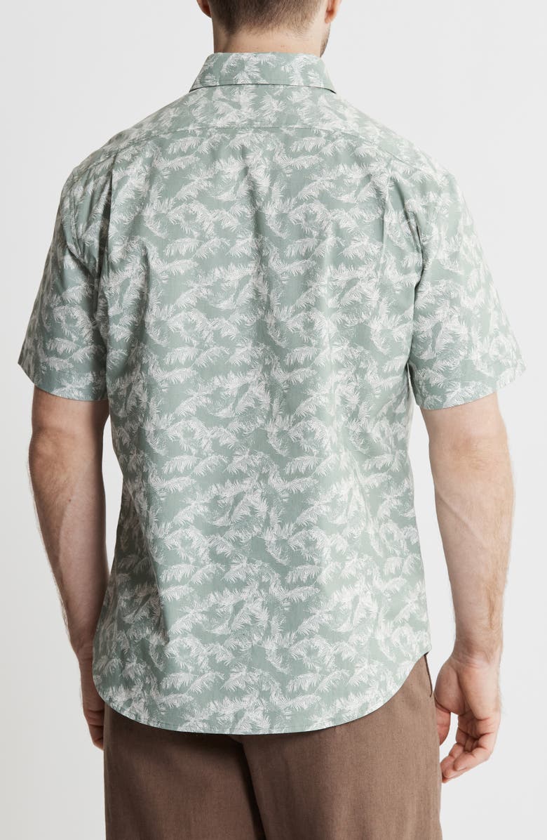 JACHS Bay Stretch Oxford Short Sleeve Shirt, Alternate, color, Green Leaf Print