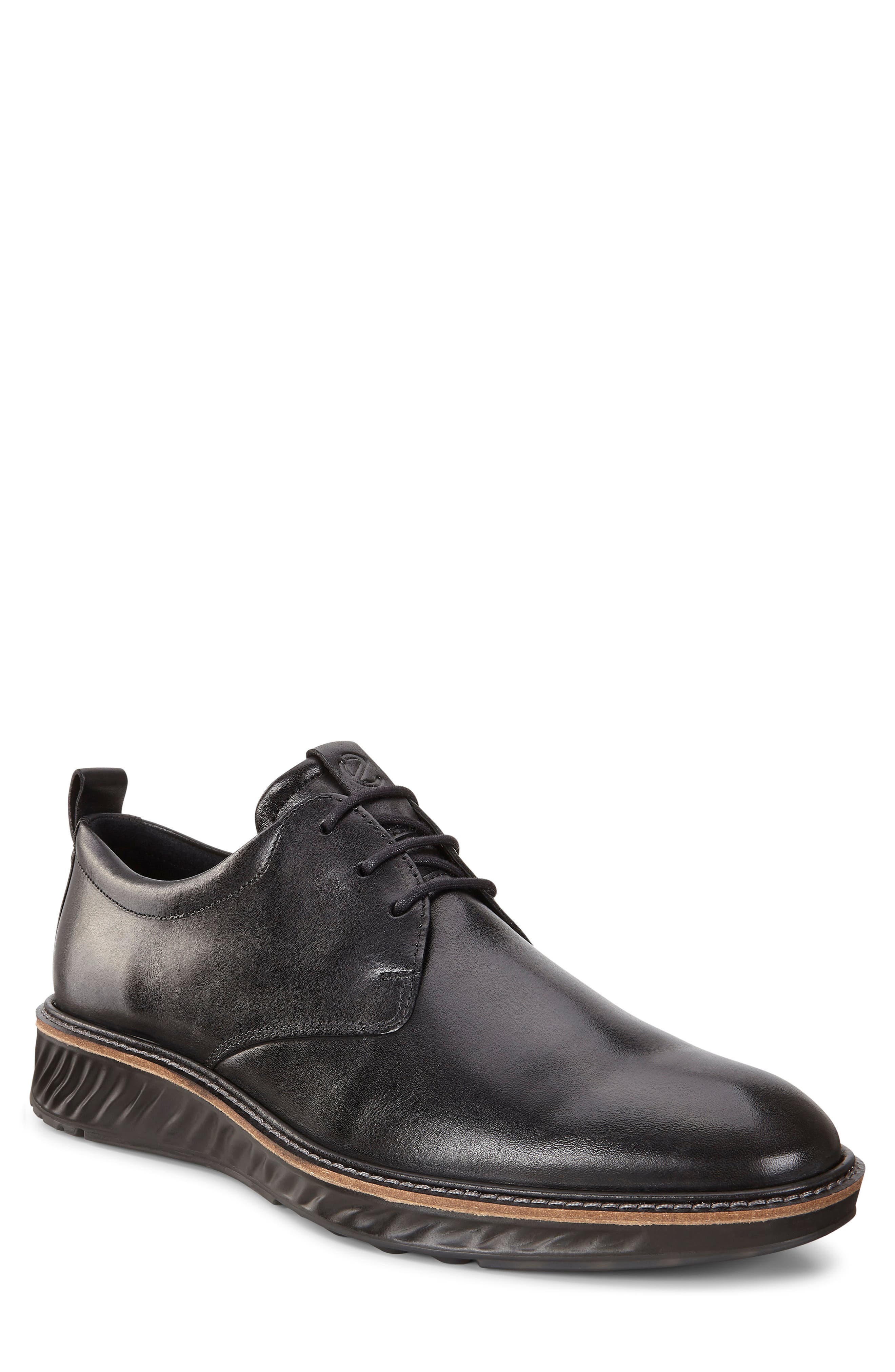 ECCO ST.1 Hybrid Plain Toe Derby, Main, color, Black Leather
