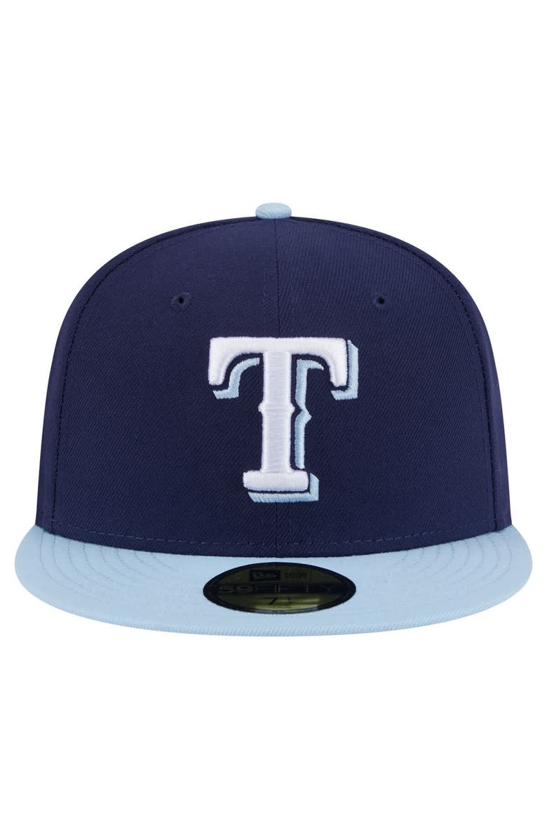 New Era Men's New Era Navy/Light Blue Texas Rangers Color Pack 2-Tone 59FIFTY Fitted Hat, Alternate, color,