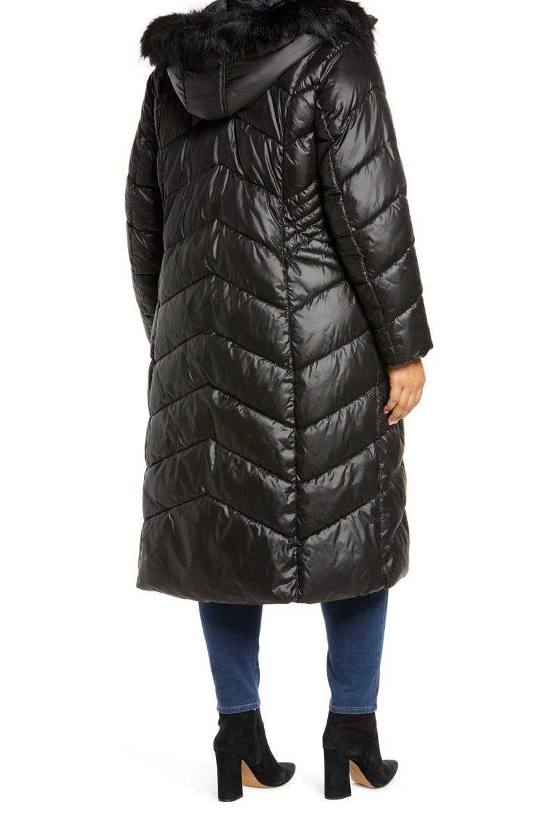 Long Quilted Parka with Faux Fur Trim, Alternate, color, BLACK