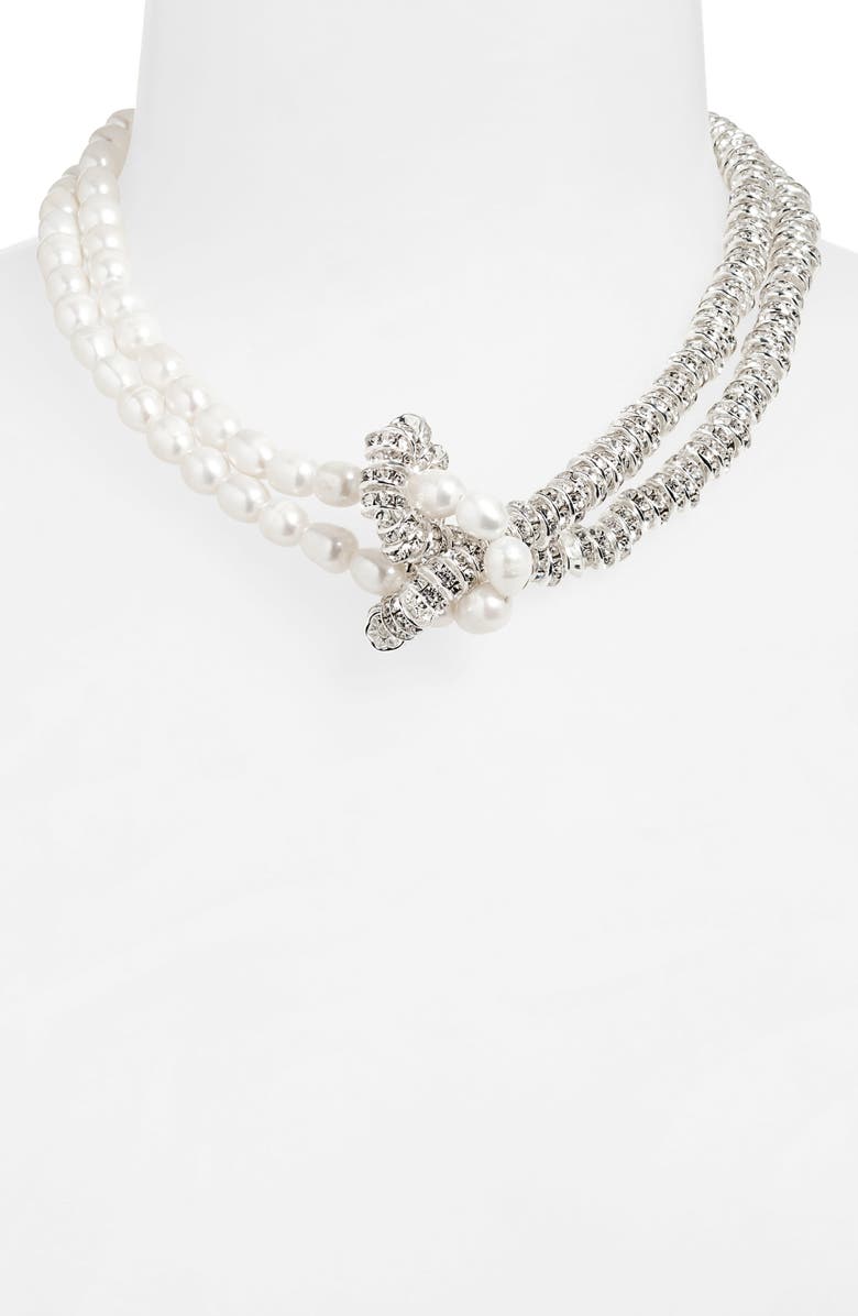 Julietta Minetta Freshwater Pearl & Rondelle Collar Necklace, Alternate, color, Pearl