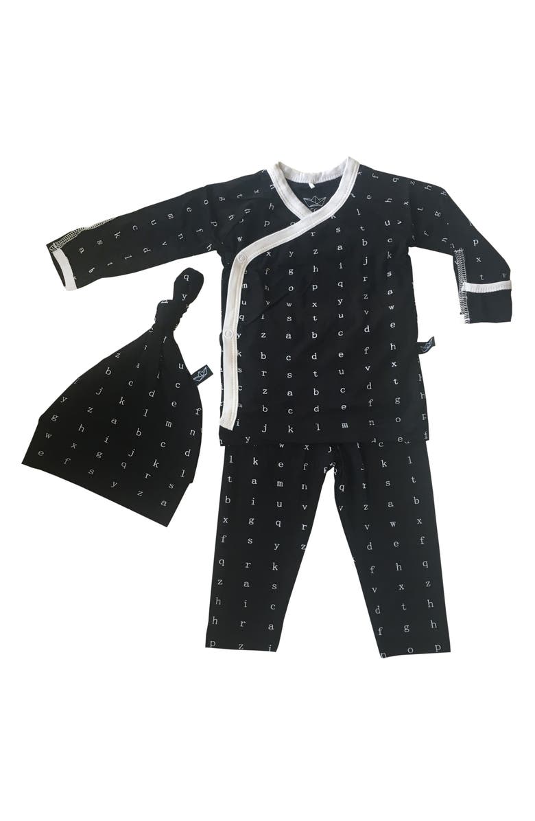 Peregrine Kidswear Take Me Home Wrap Top, Pants & Knot Beanie Set, Main, color,