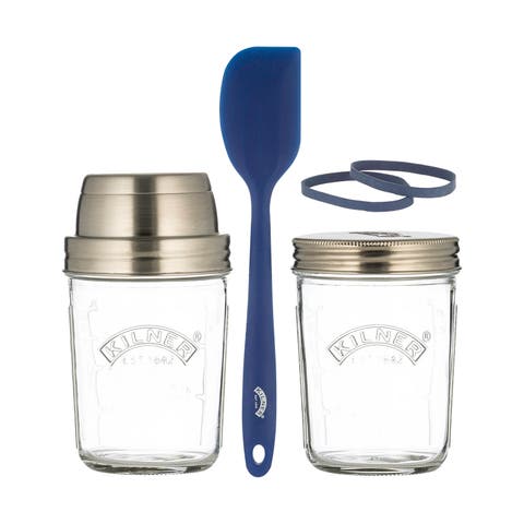 Sourdough Starter Set, 2 Glass Jars with Spatula and Measuring Markers