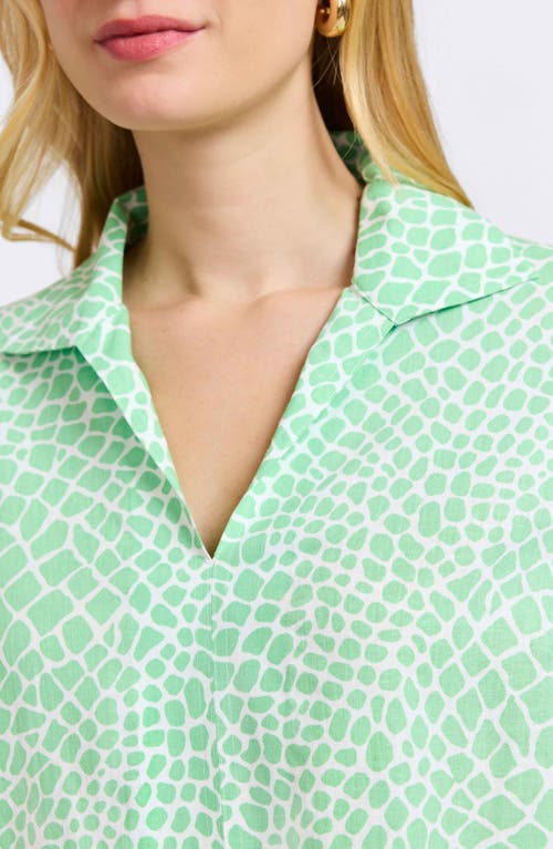 FOXCROFT FOXCROFT AGNES PRINT THREE-QUARTER SLEEVE POPOVER TOP 