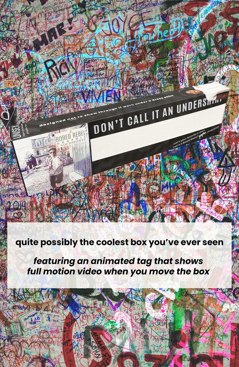 BORED REBEL Unleash Your Inner Superhero V-Neck Graphic Undershirt, Alternate, color, White