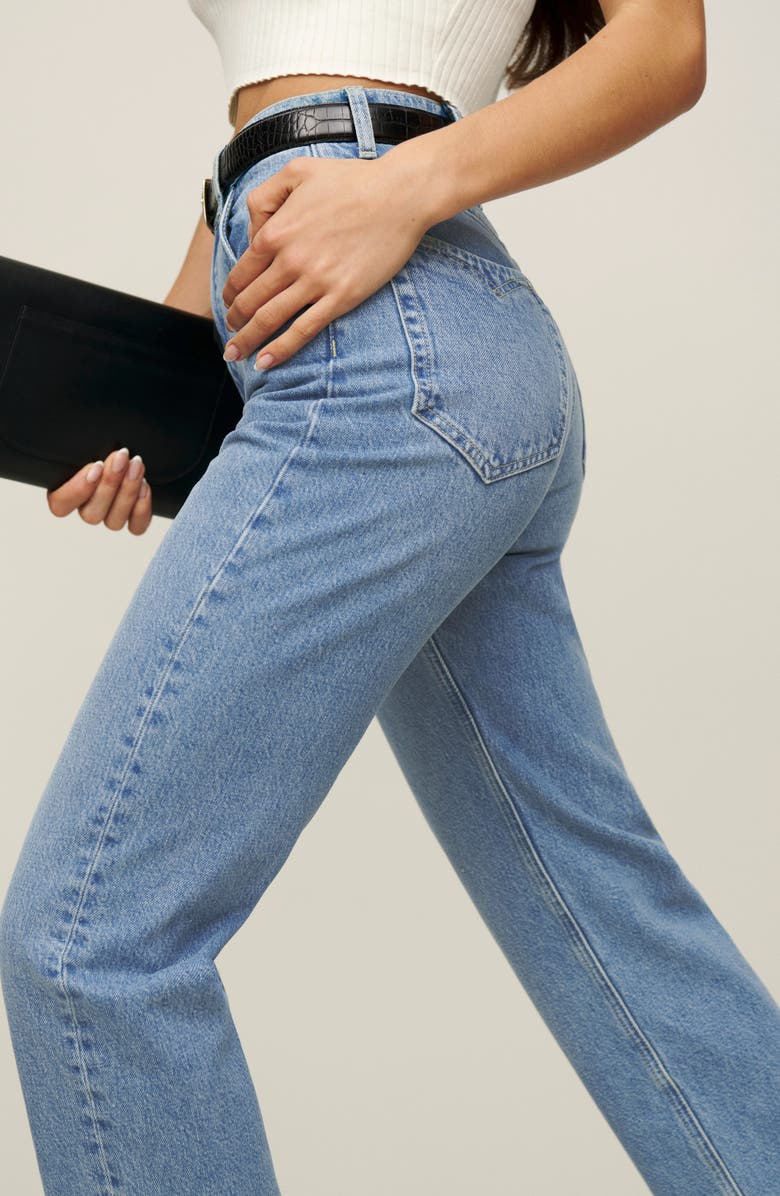 Reformation Cowboy Pointed Pocket High Waist Straight Leg Jeans, Alternate, color,