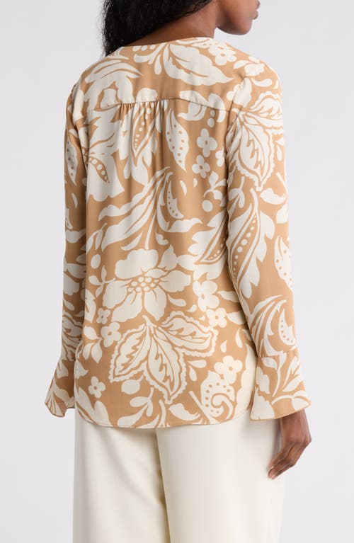 T Tahari Long Sleeve Button-up Top In Orange