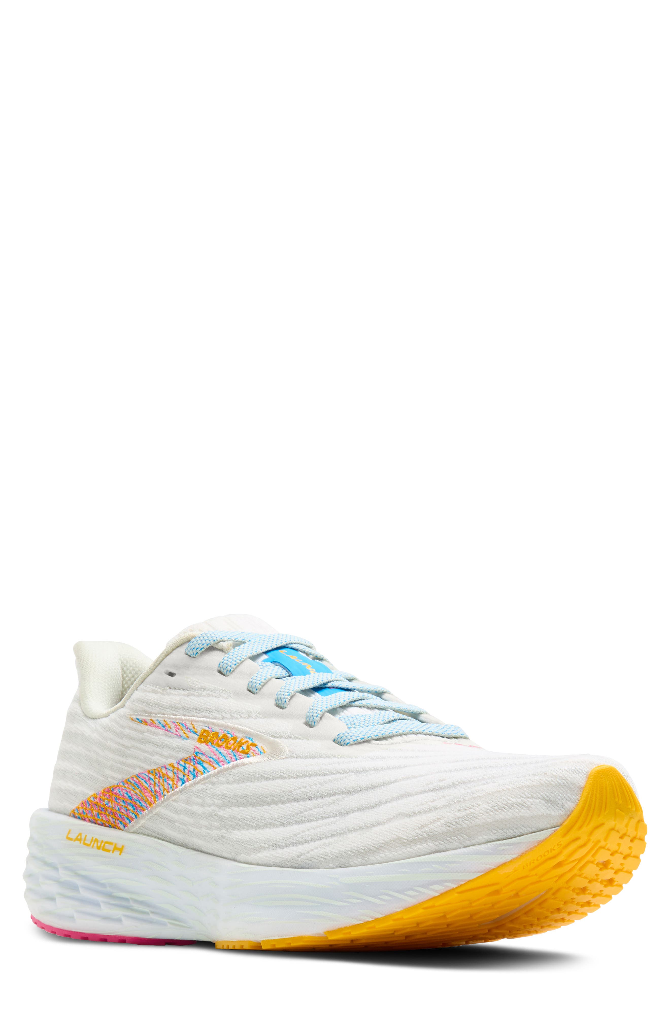 Brooks Launch 11 Running Shoe in White/Murmur/Blithe 